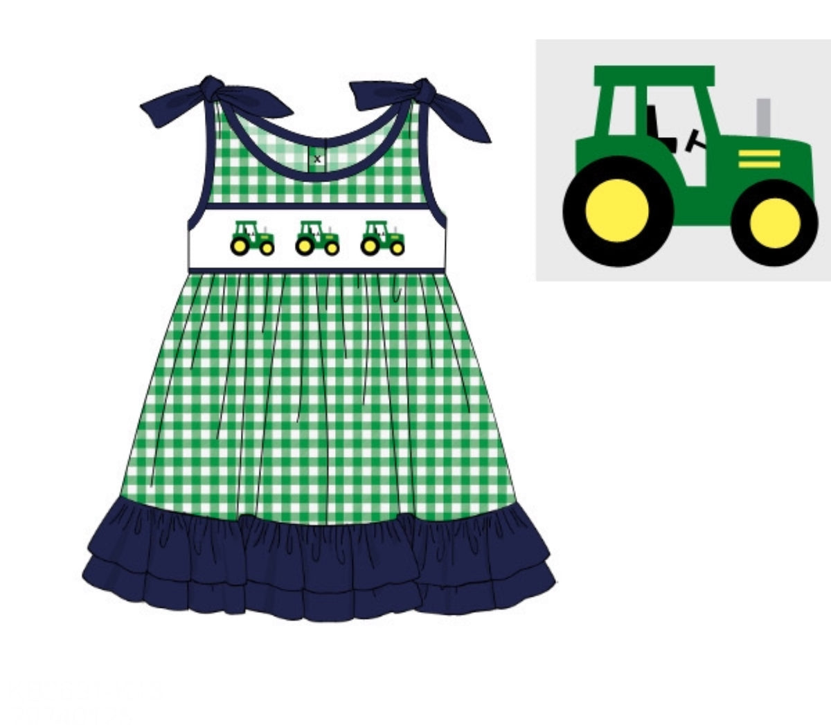 PO96 Big Green Tractors Dress