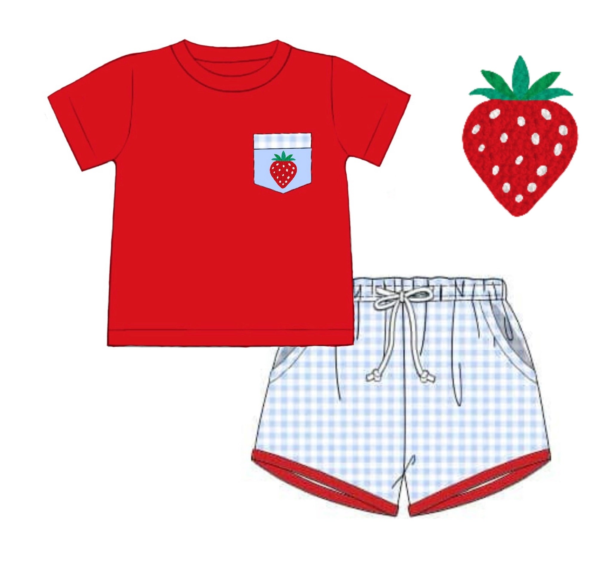 PO84 Strawberry Patch Boy Short Set