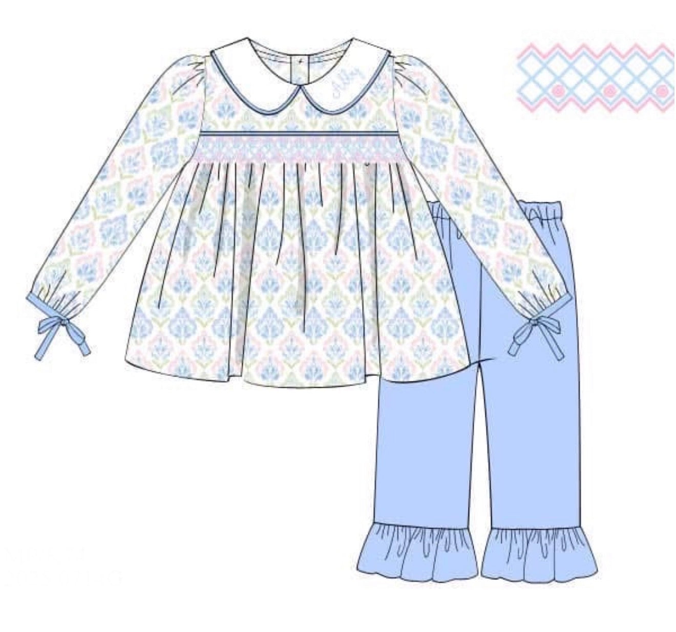 PO93 Pastel Floral & Gingham Pant Set