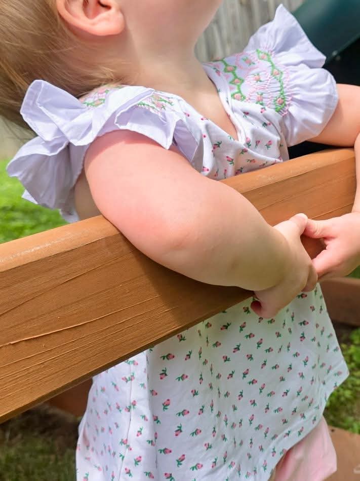 Smocked Sleeve Rosettes Bloomer Set