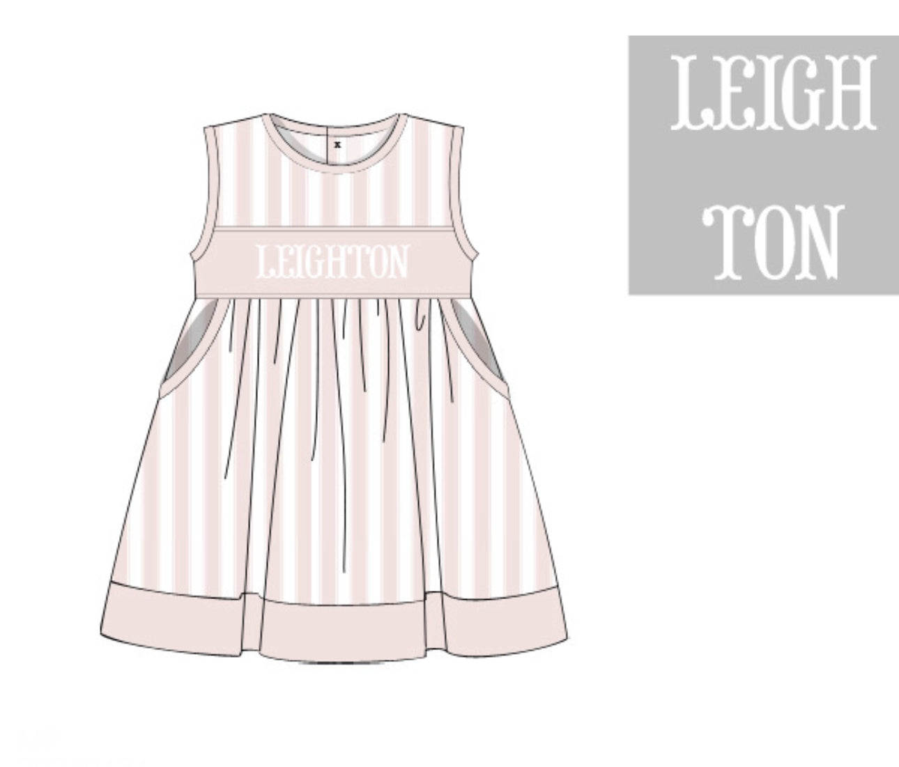 PO84 Cabana Stripe Name Smocks Dress