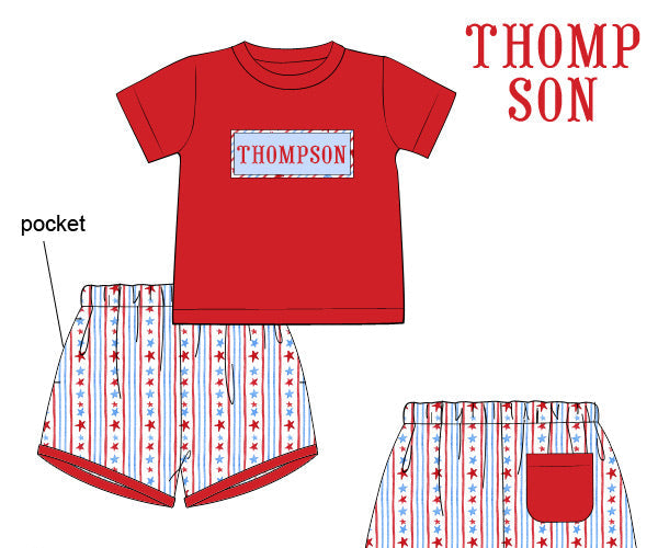 PO86 USA Name Smocks Short Set
