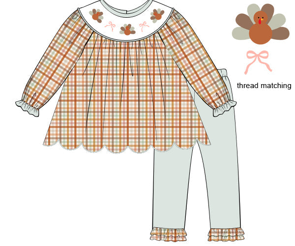 PO91 Autumn Plaid Turkey Legging Set
