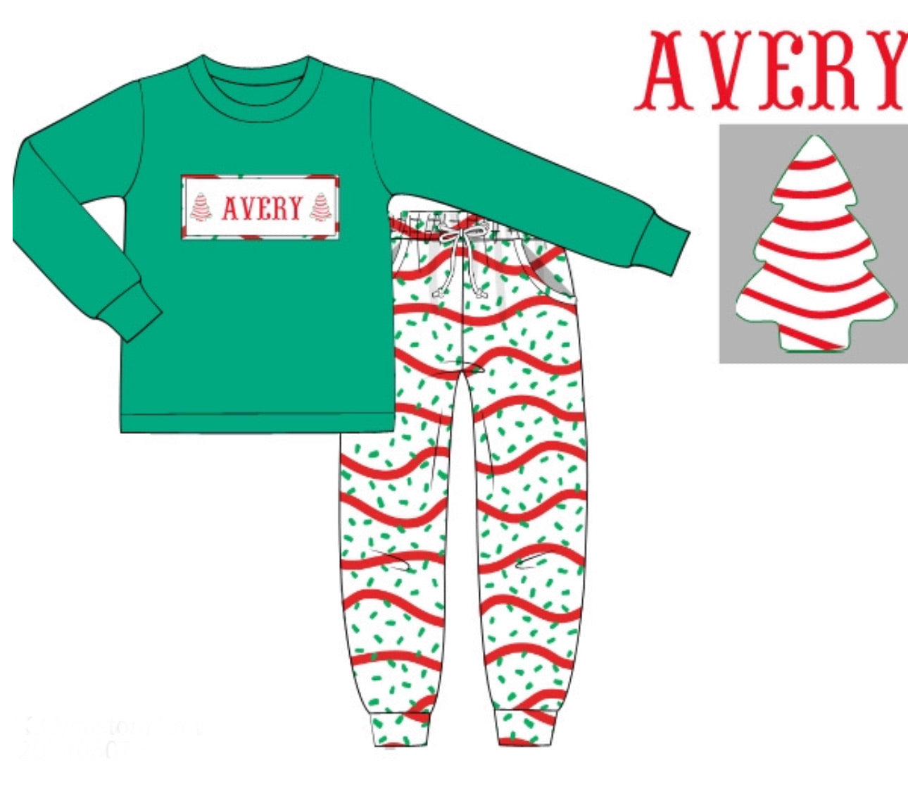 PO92 Tree Cake Name Smocks Jogger Set