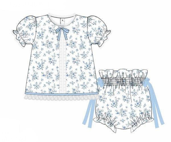 PO95 Floral & Stripe Heirloom Bloomer Set