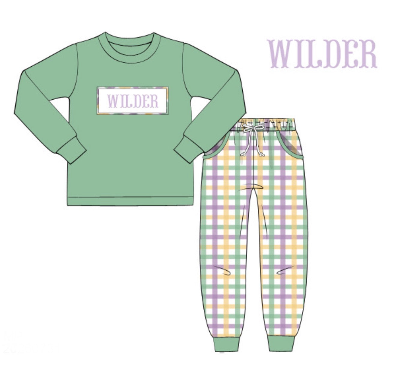 PO94 Mardi Party Name Smocks Jogger Set