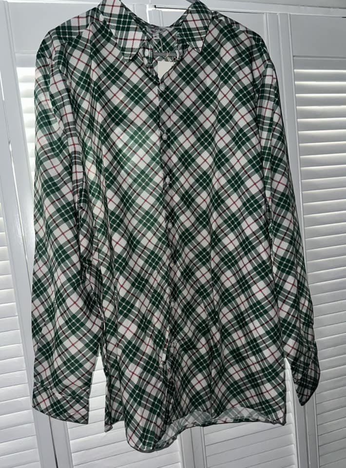 Green Plaid Adult Button Down
