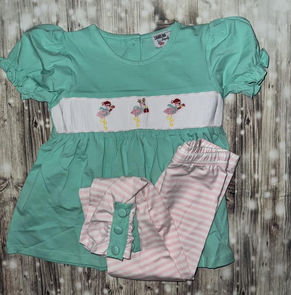 Christmas Flamingos Girl Legging Set