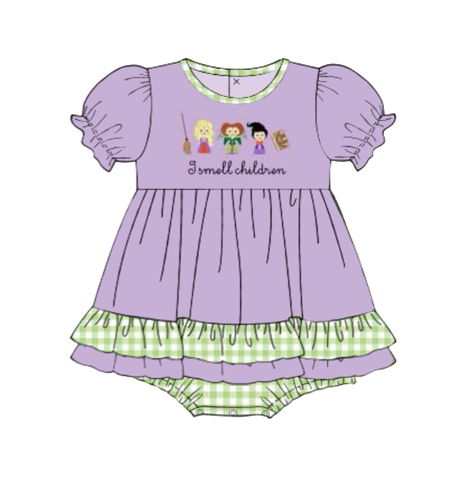 Spooky Sisters Skirted Bubble "I Smell Children"