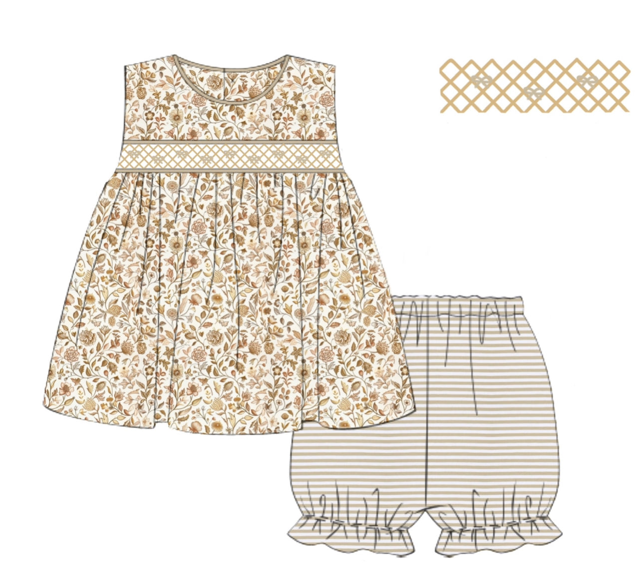 Fall Neutral Knits Girl Short Set