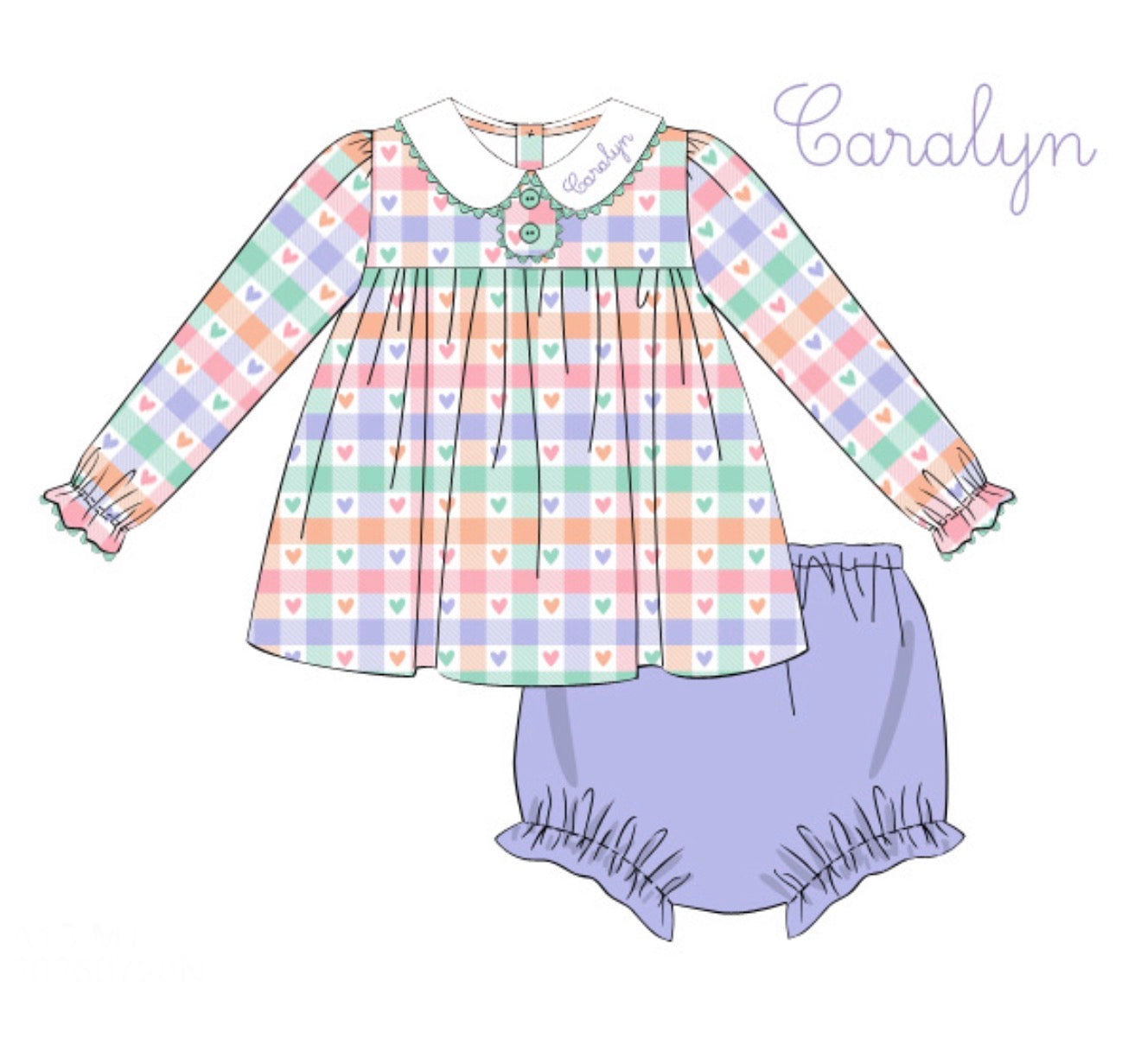 PO94 Valentines Plaid & Planes Bloomer Set