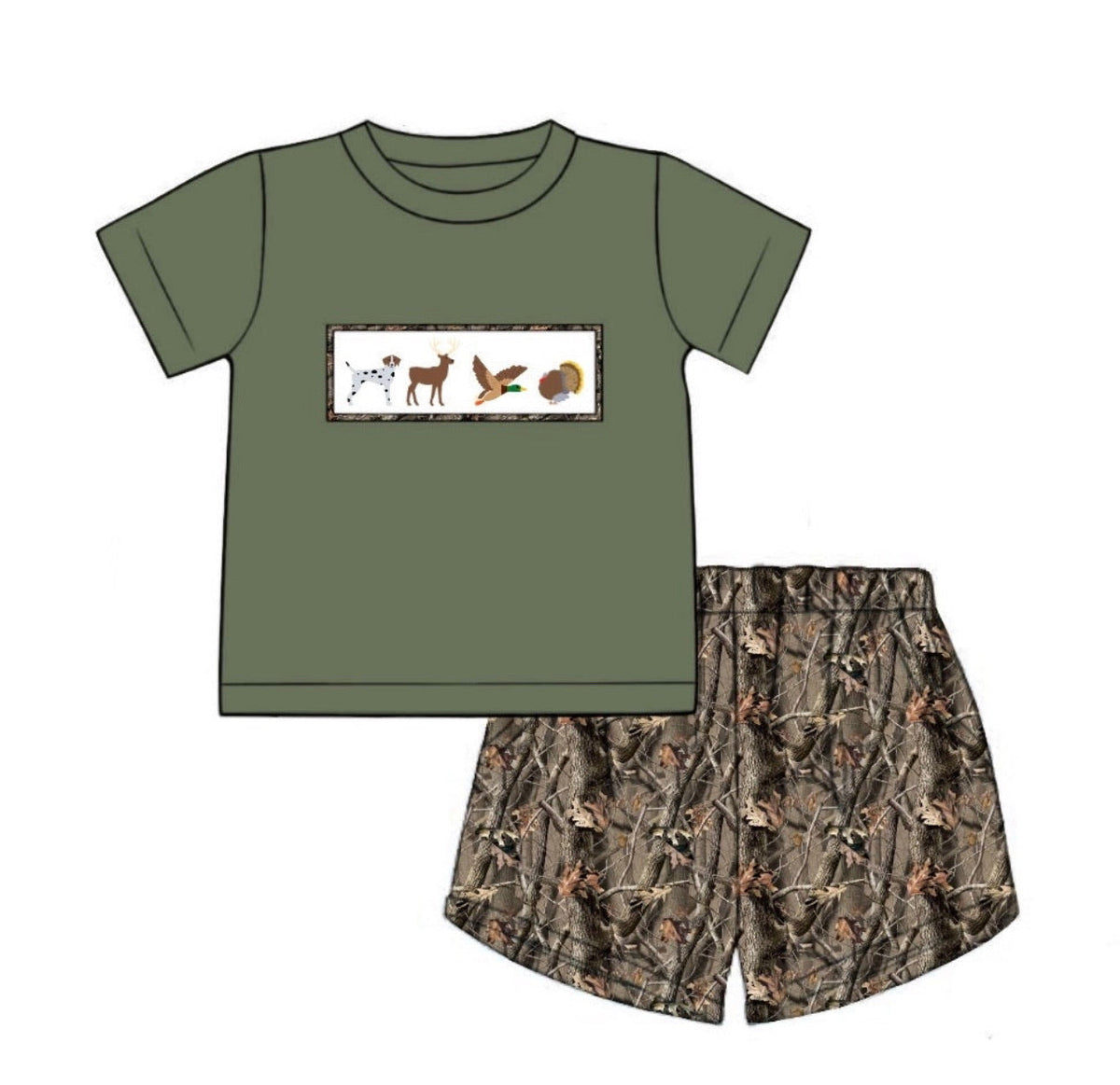 PO96 Daddy's Hunting Buddy Boy Short Set