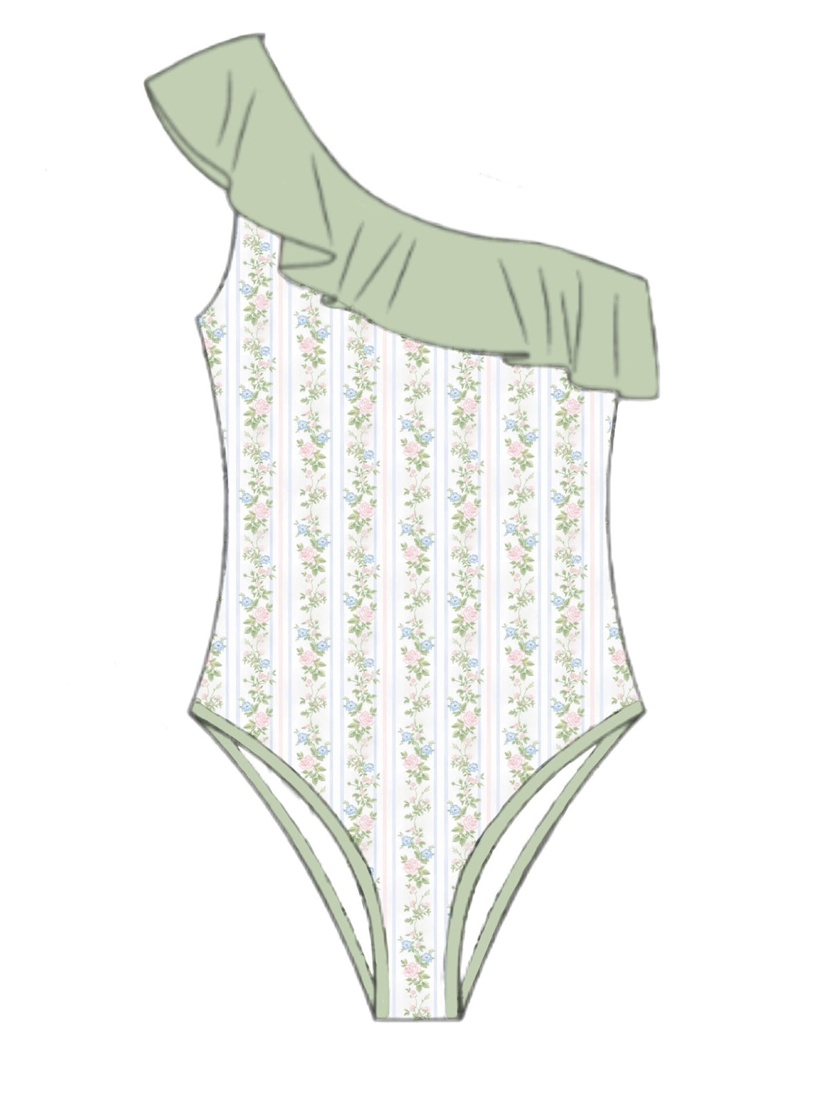 PO96 Sutton Floral & Stripes Mom Swim