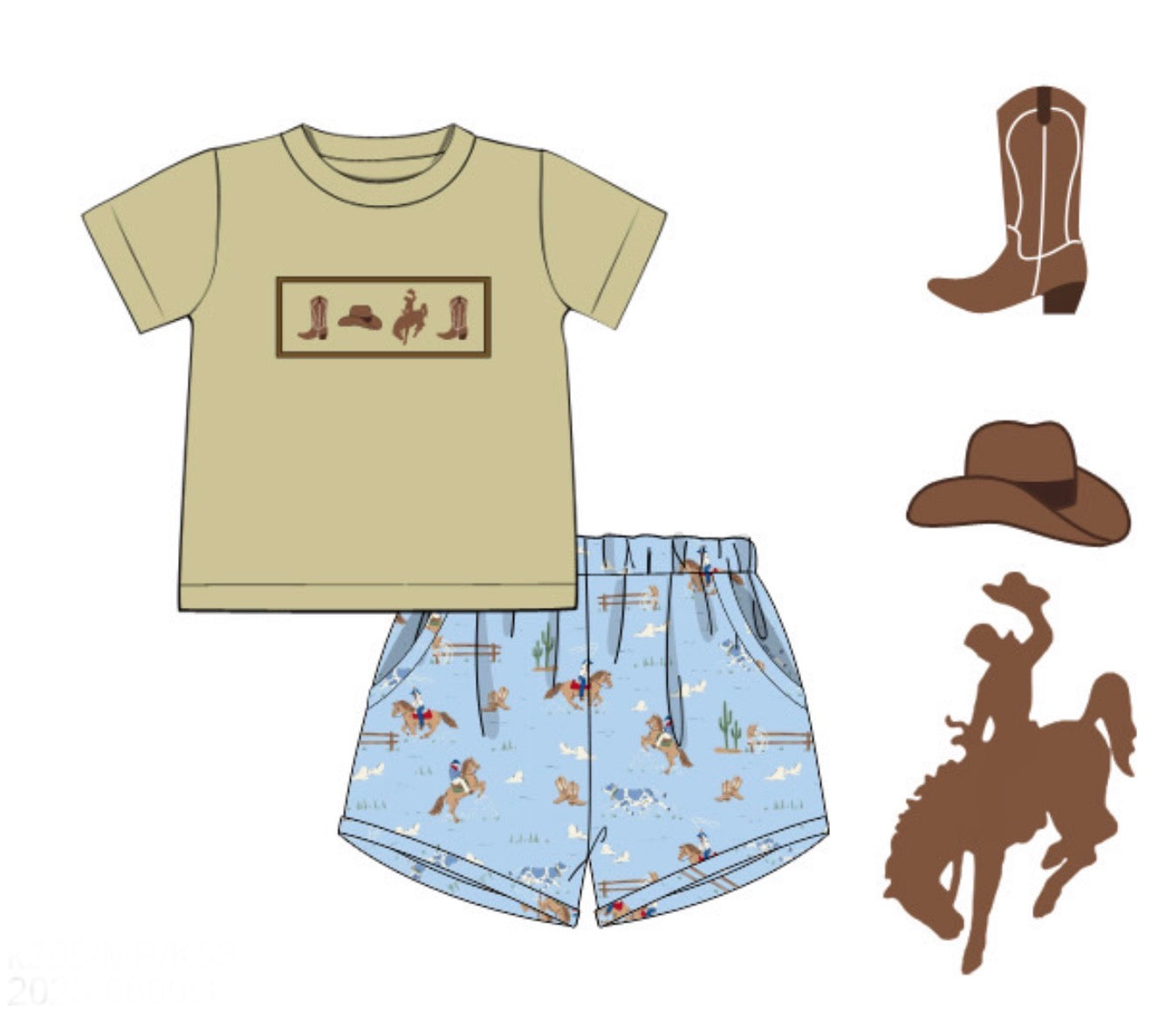 PO87 Down On The Ranch Boy Short Set