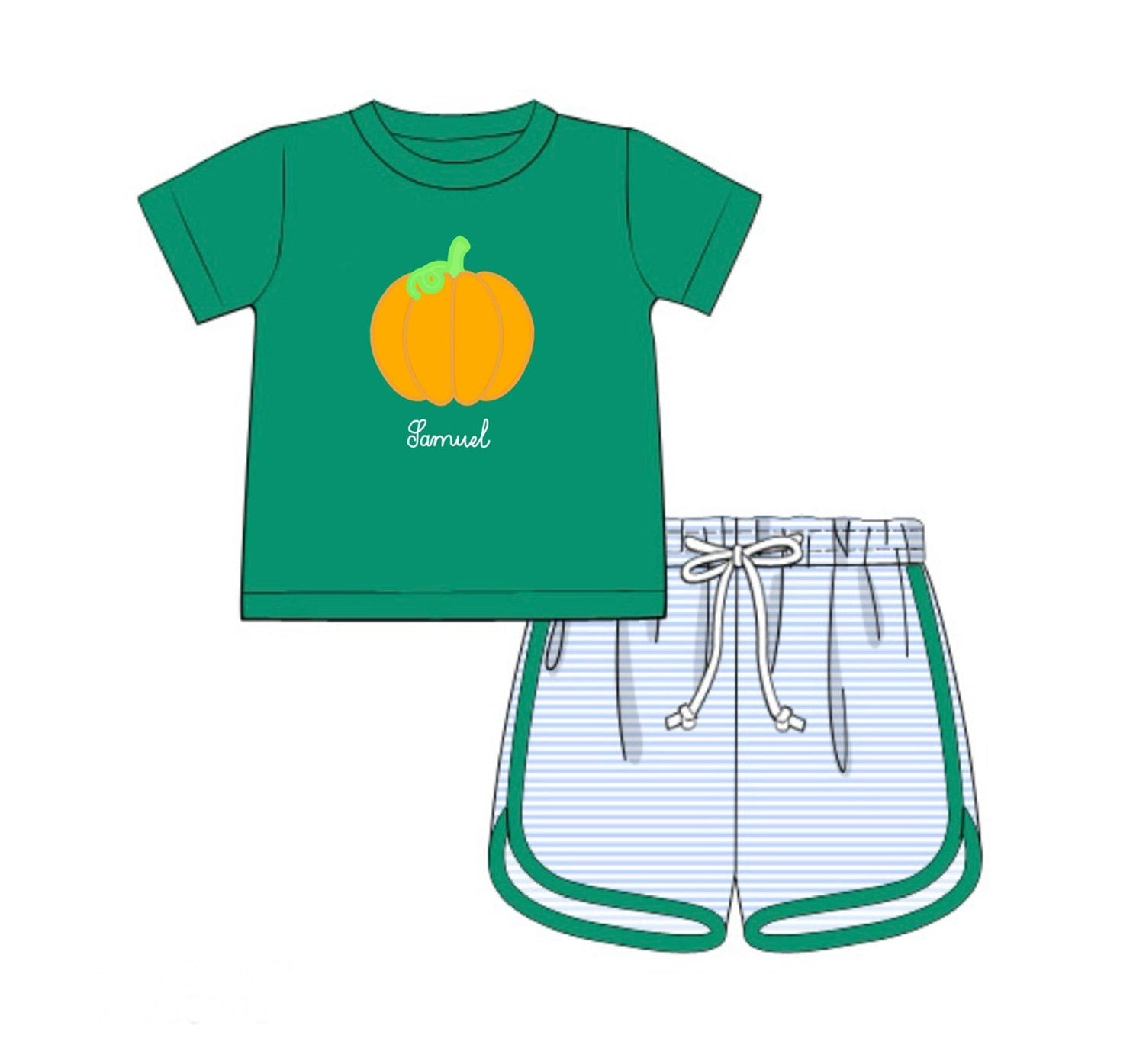 PO89 Appliqué Pumpkins Boy Short Set