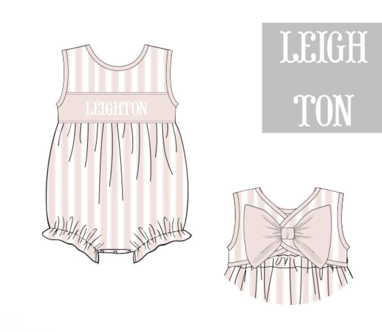 PO84 Cabana Stripe Name Smock Girl Bubble