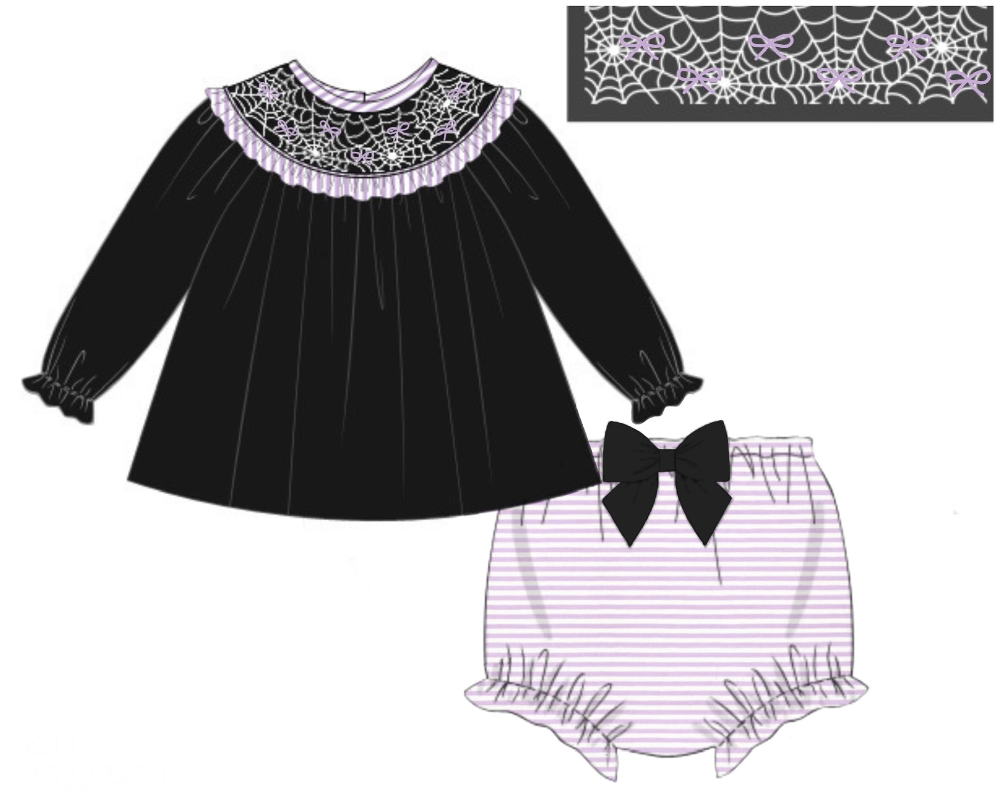 Smocked Spider Webs Bloomer Set