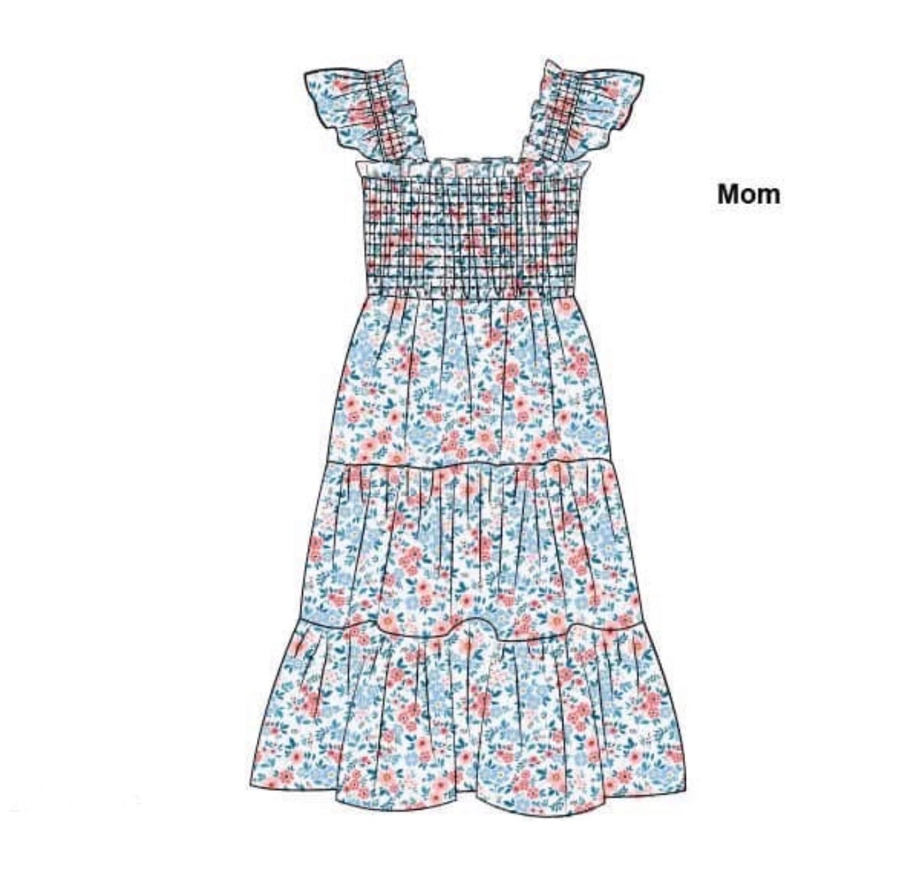 PO85 Karsyn Floral Name Smocks Adult Dress