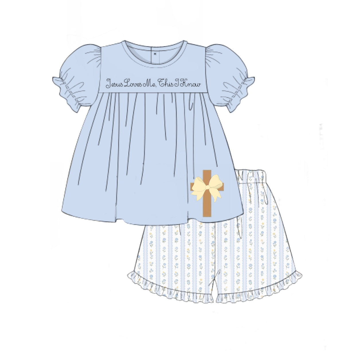 PO95 Jesus Loves Me Girl Short Set