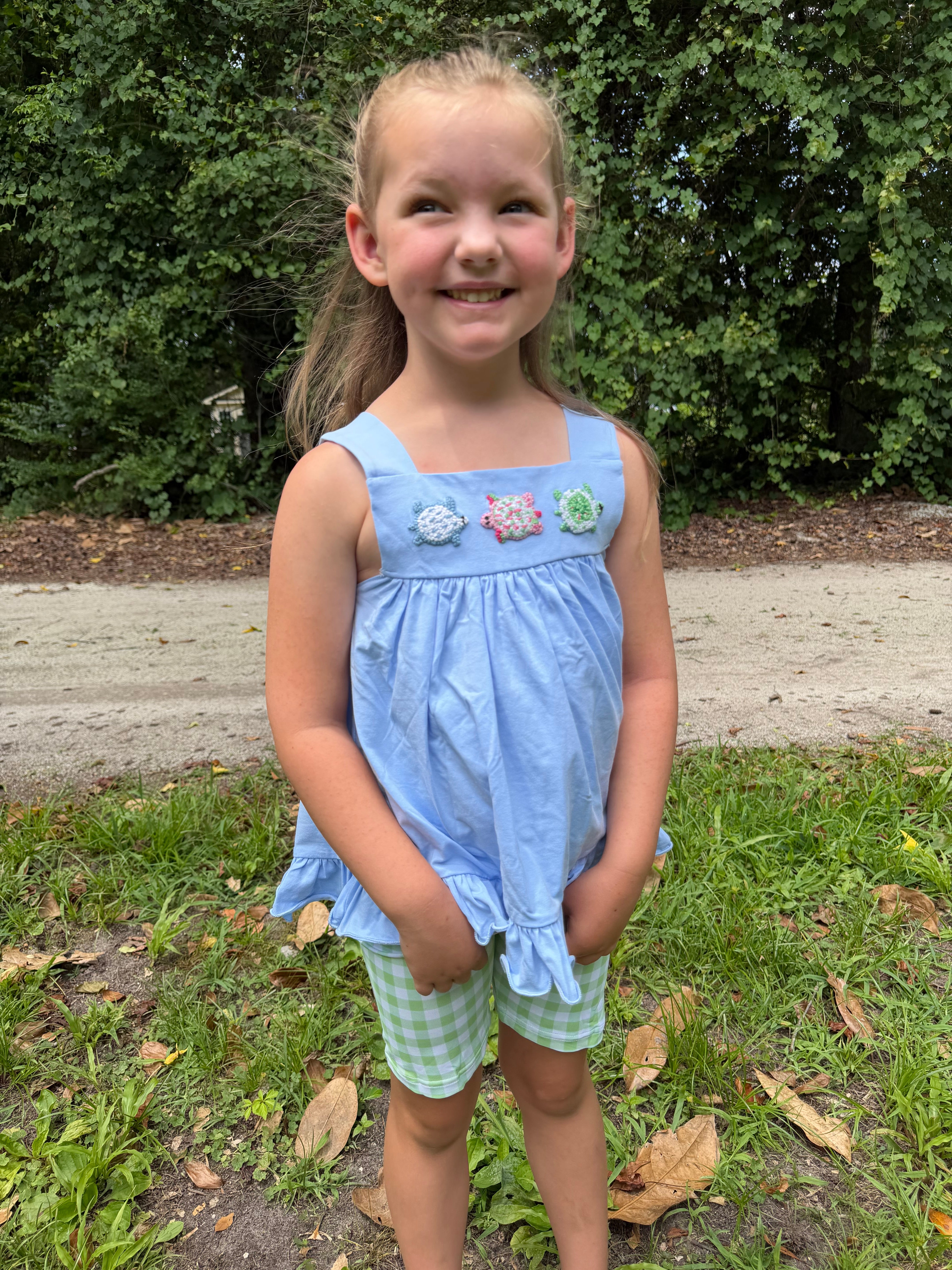 French Knot Turtles Girl Short Set