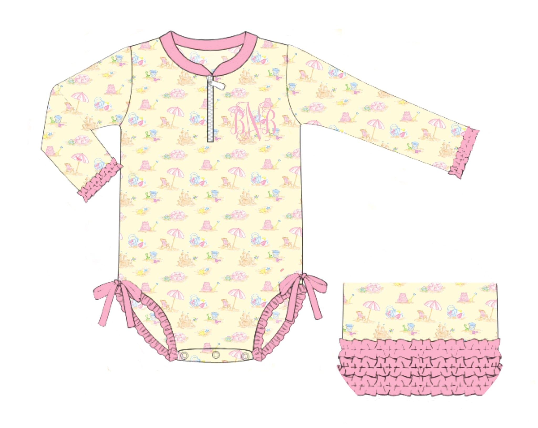 PO84 Beach Toile Swim Girl Rash Guard 1pc.