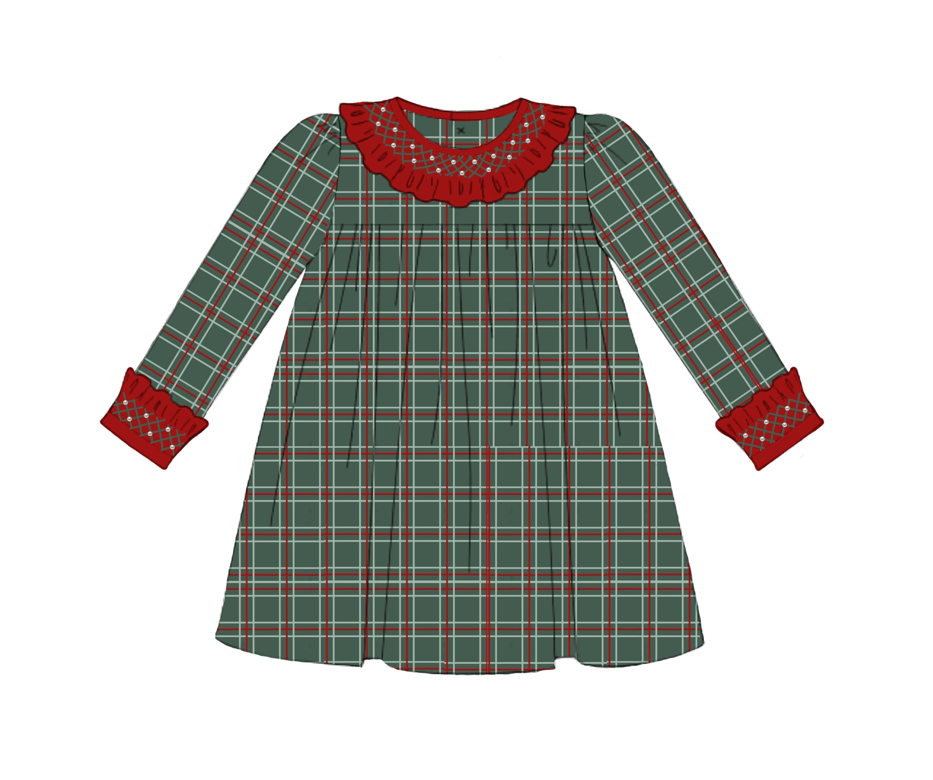 PO92 Plaid & Pearls Dress