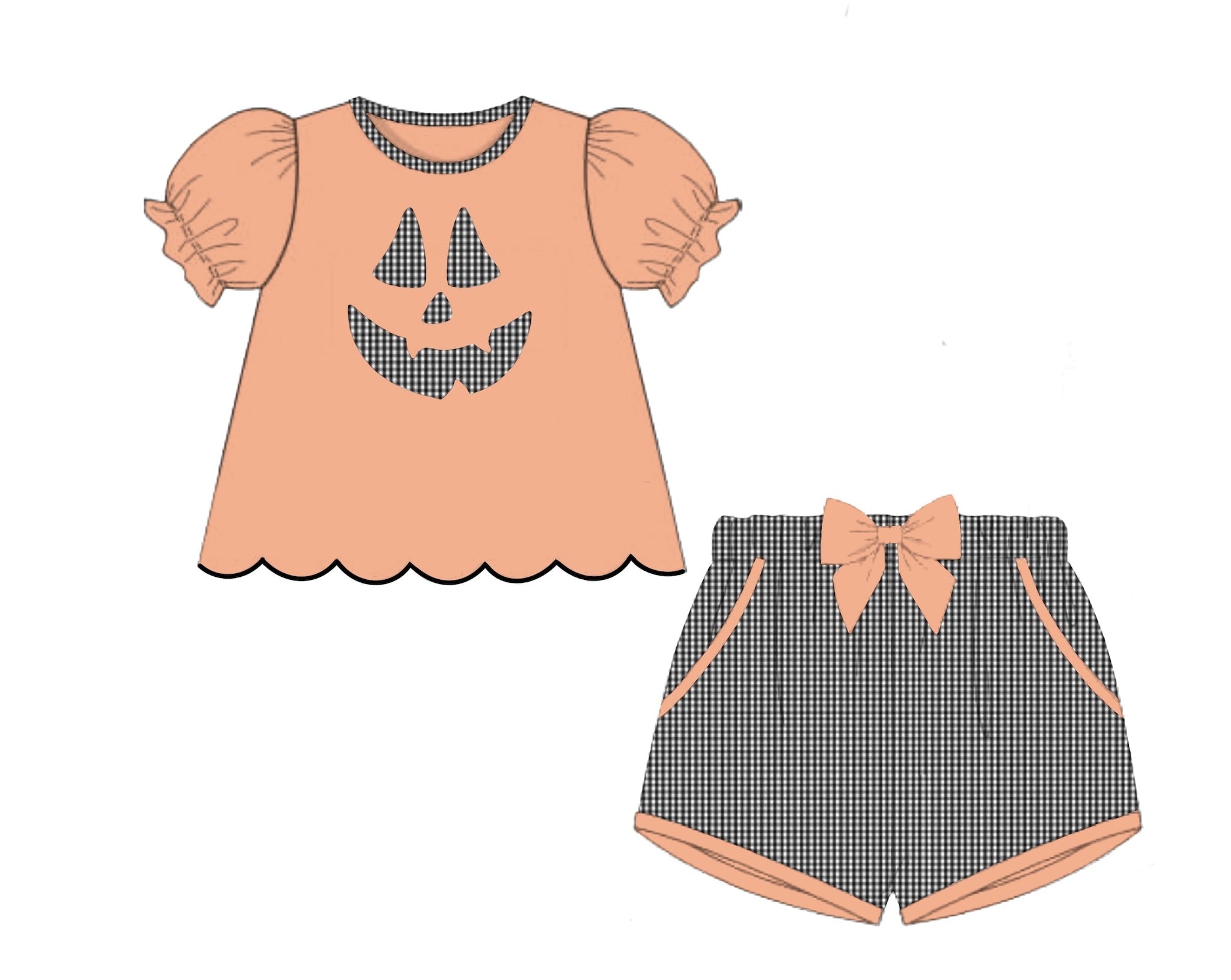 Jolly Jack-o-Lantern Girl Short Set