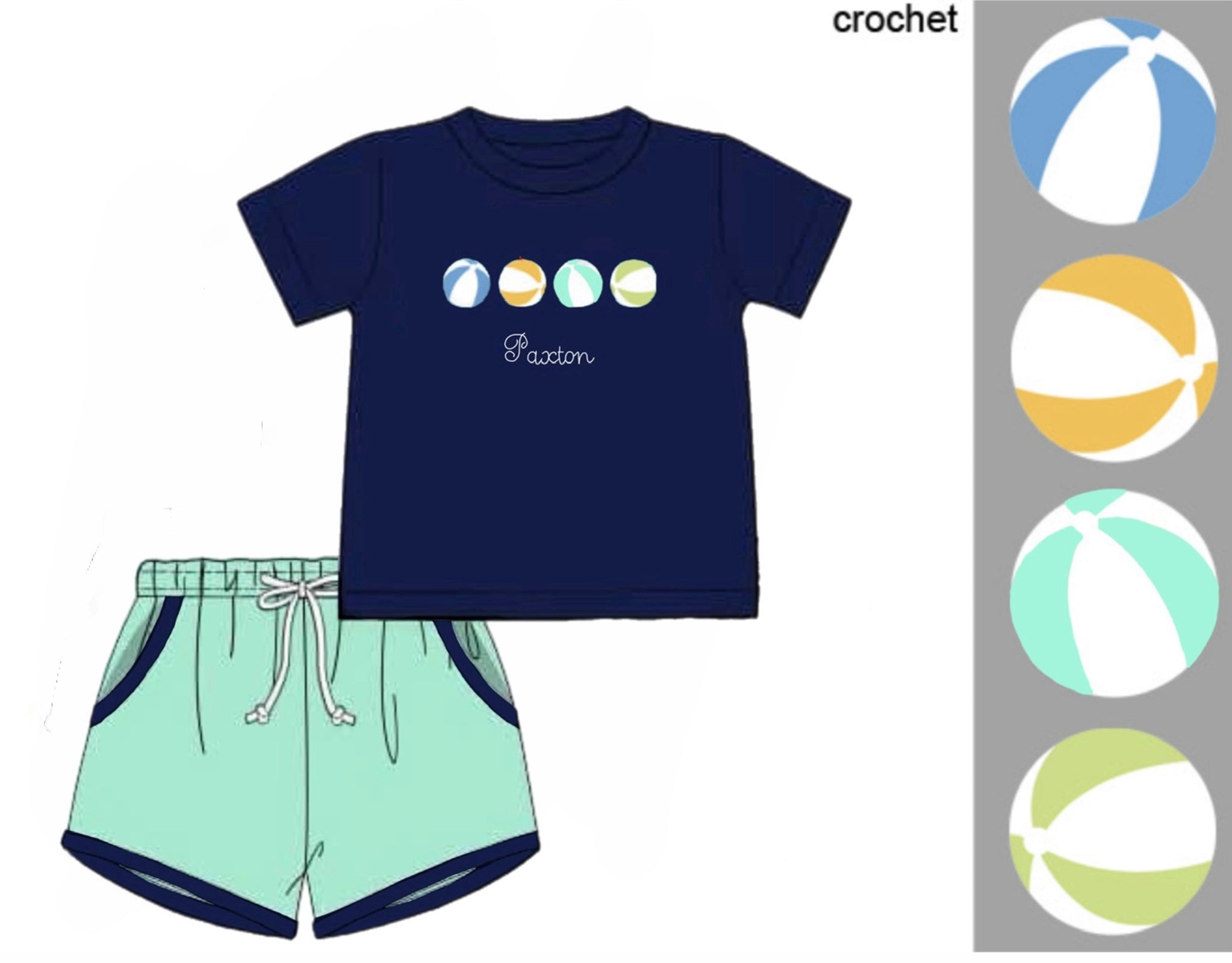PO86 Beach Balls & Flamingos Boy Short Set