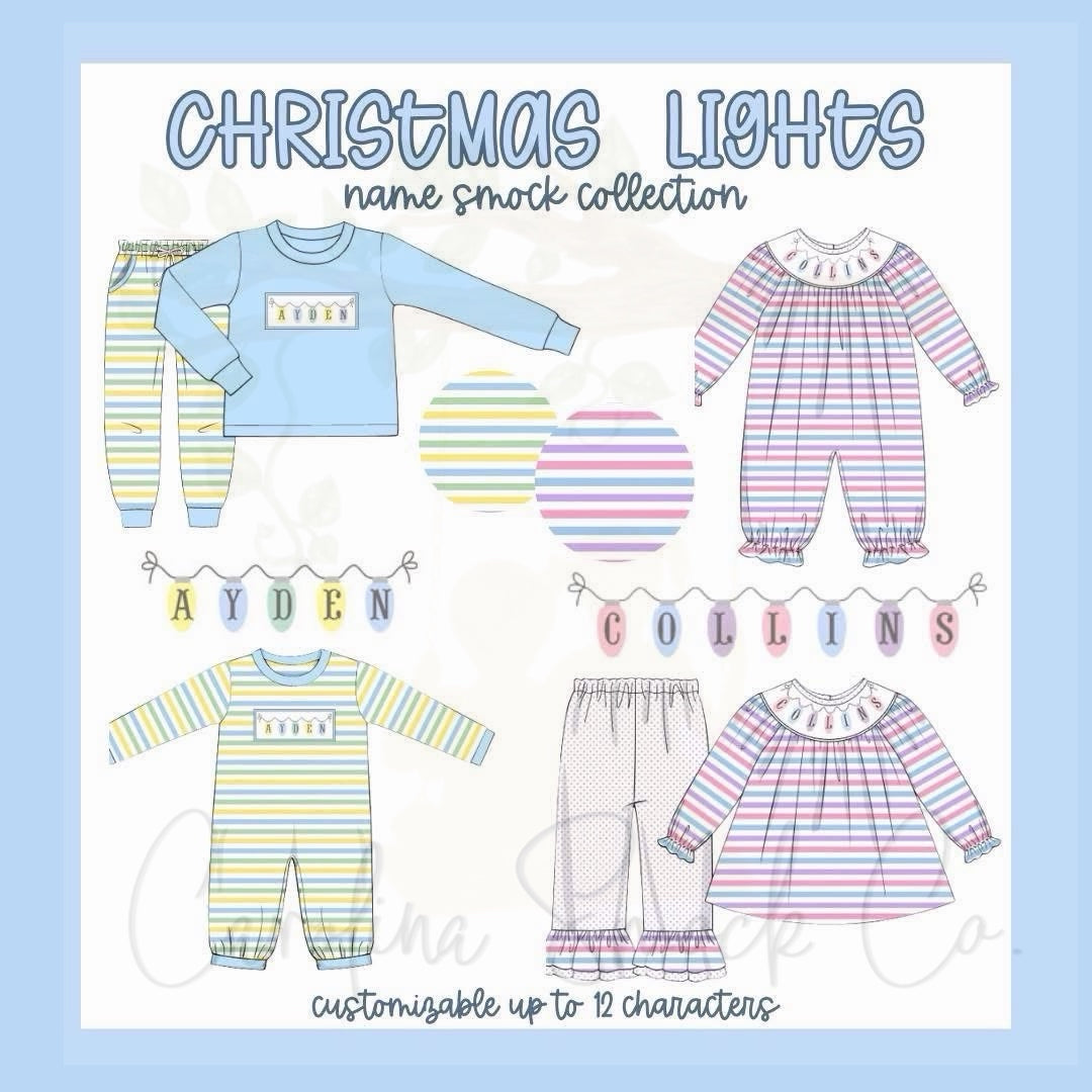 PO92.5 Christmas Lights Name Smocks