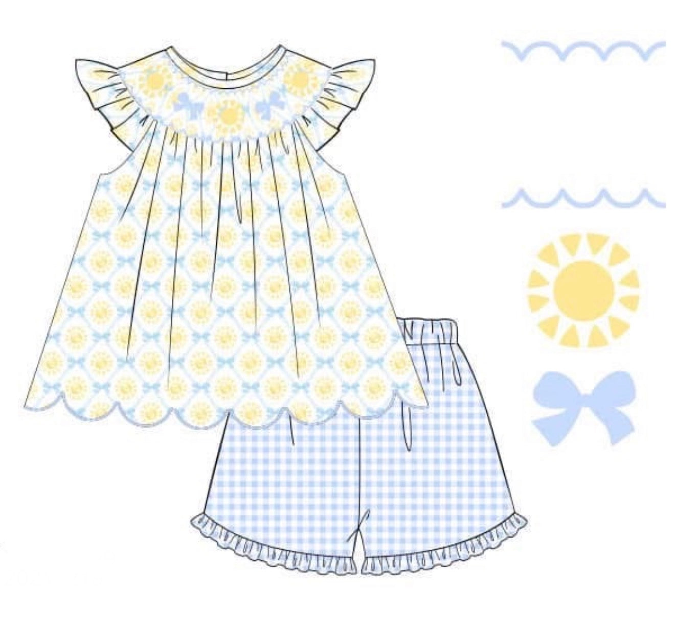 PO86 You Are My Sunshine Girl Short Set