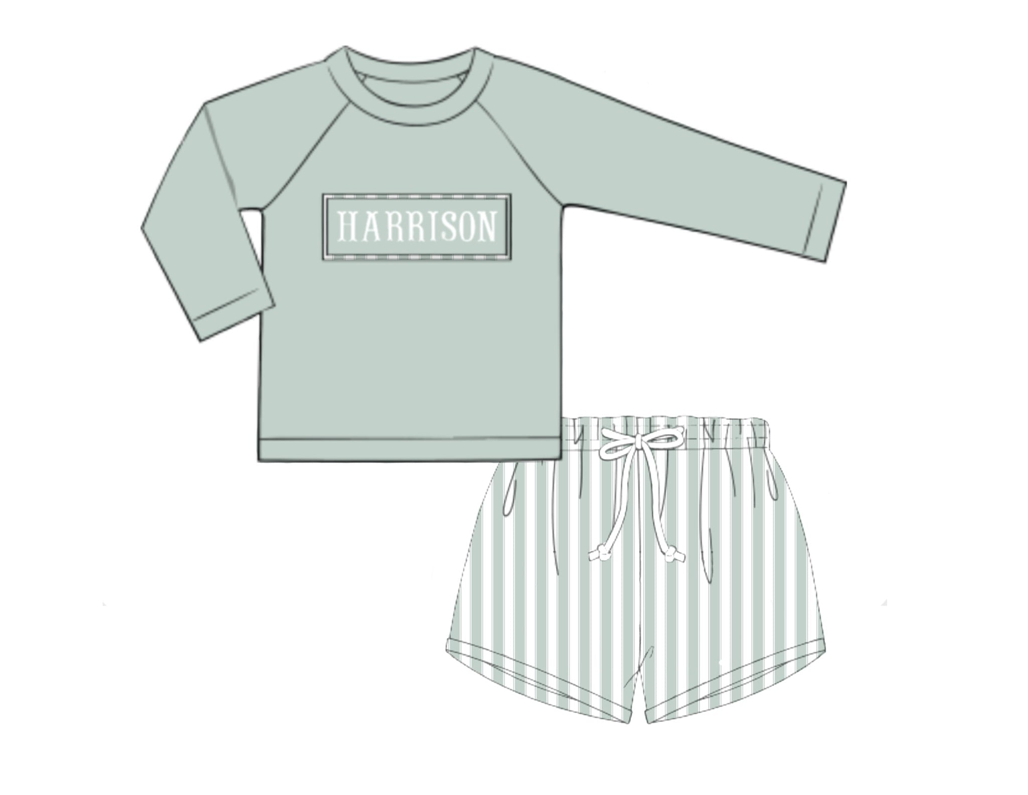 PO84 Cabana Stripe Swim Rash Guard Set