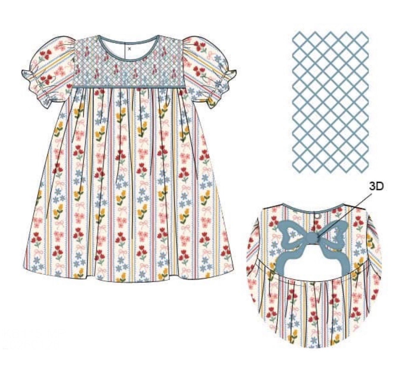 PO89 Fall Floral & Gingham Dress