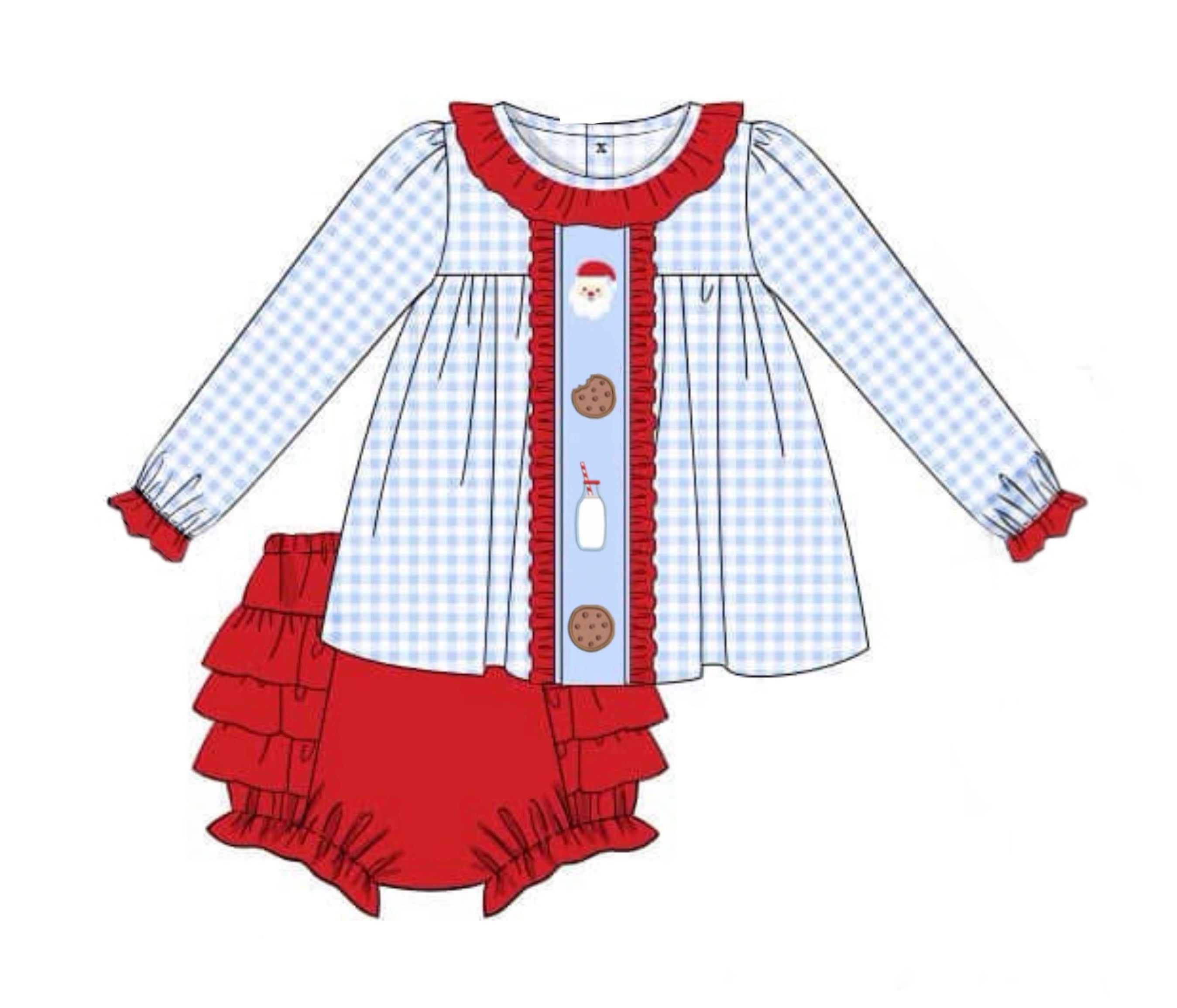 PO92 Milk & Cookies Bloomer Set White Santa