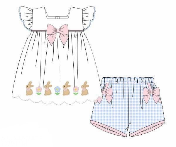 PO95 Bunnies & Blooms Girl Short Set