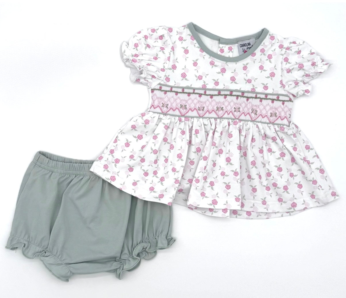 Sage Smocked Bloomer Set
