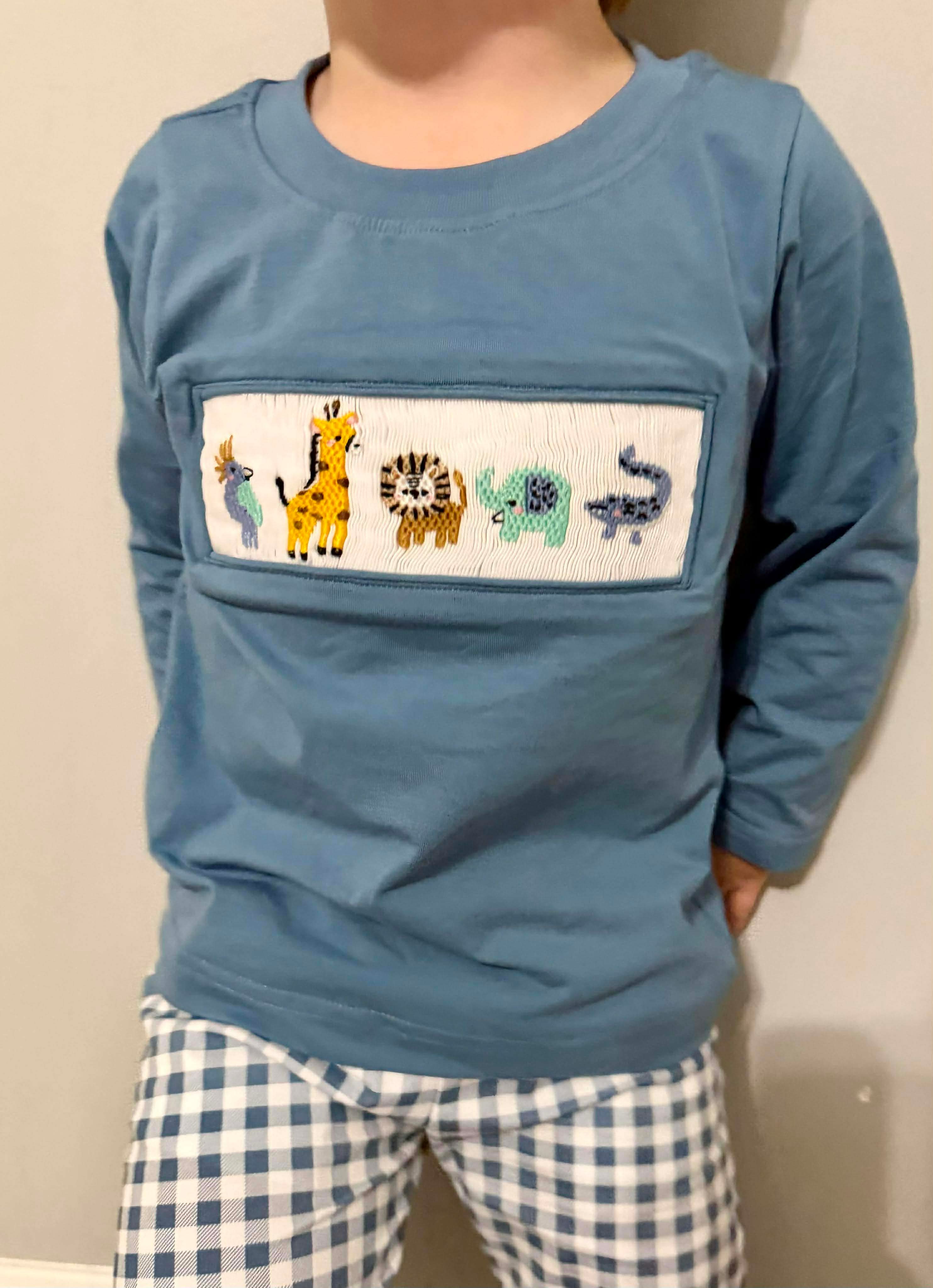 Smocked Zoo Days Jogger Set