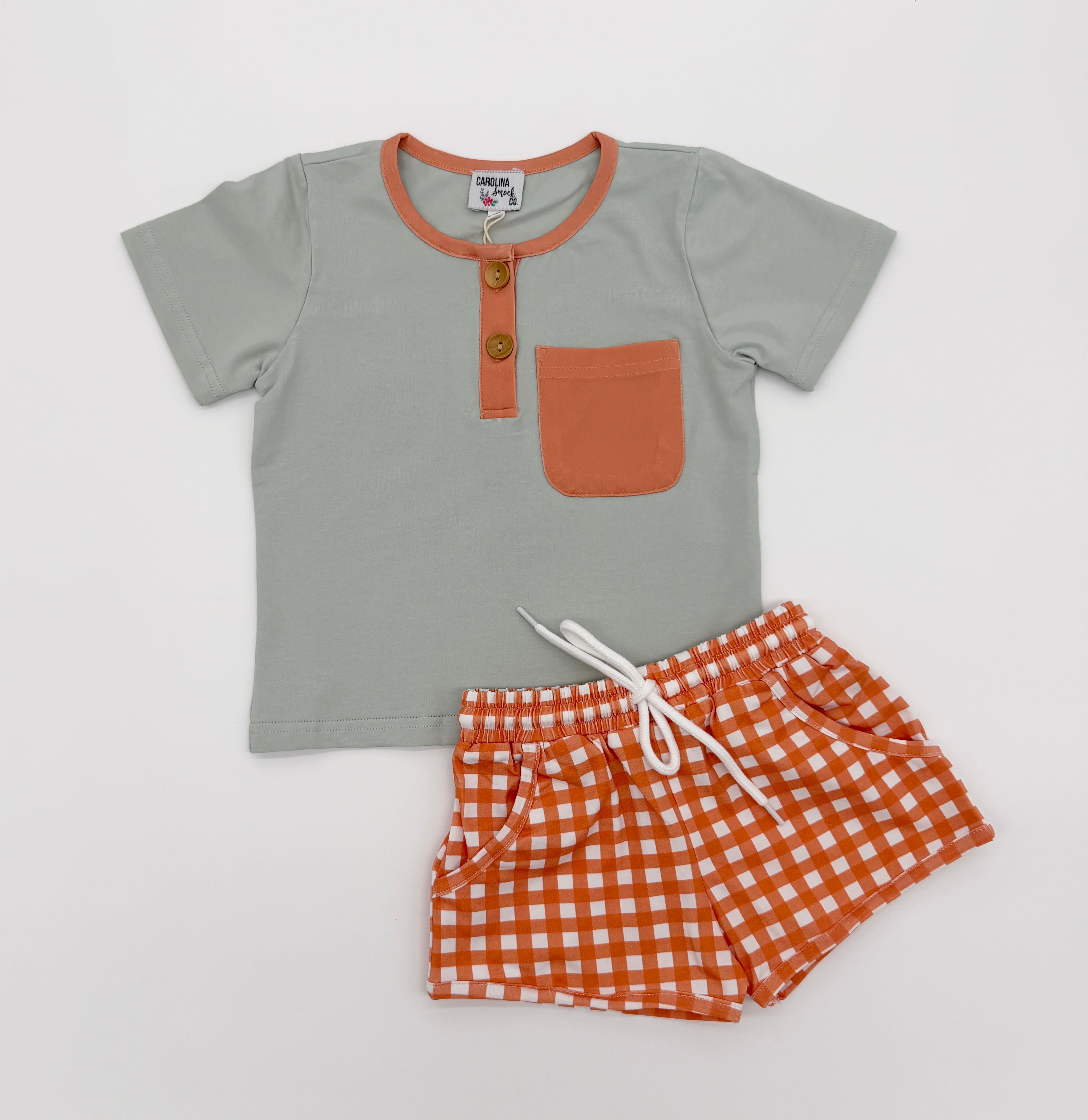 Autumn Floral & Rust Short Set