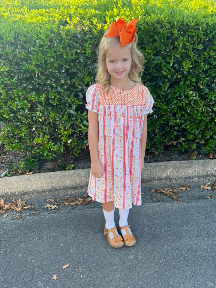 Pumpkin Trellis & Bows Dress