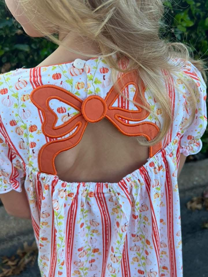 Pumpkin Trellis & Bows Dress