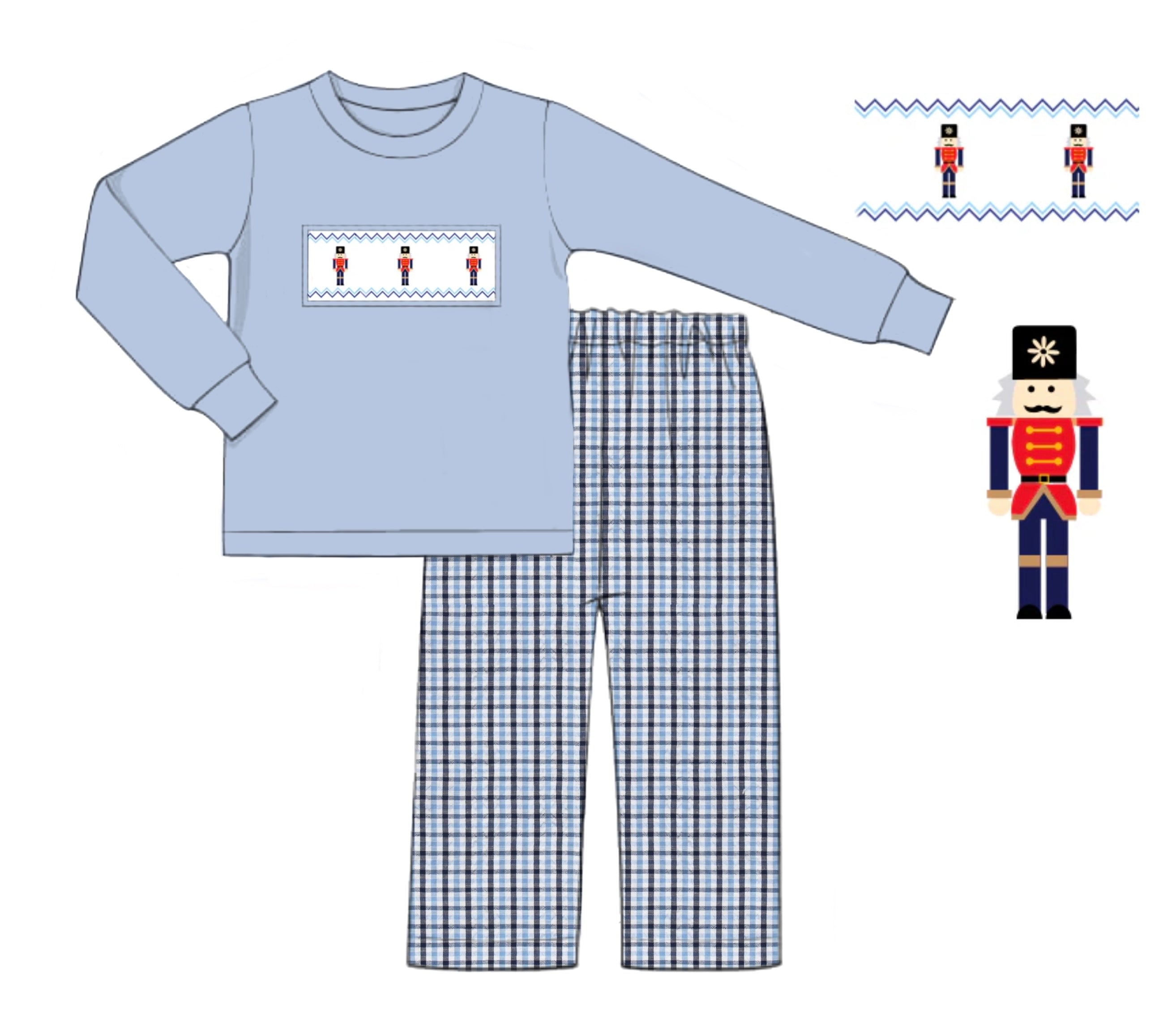 PO91 Smocked Nutcrackers Boy Pant Set