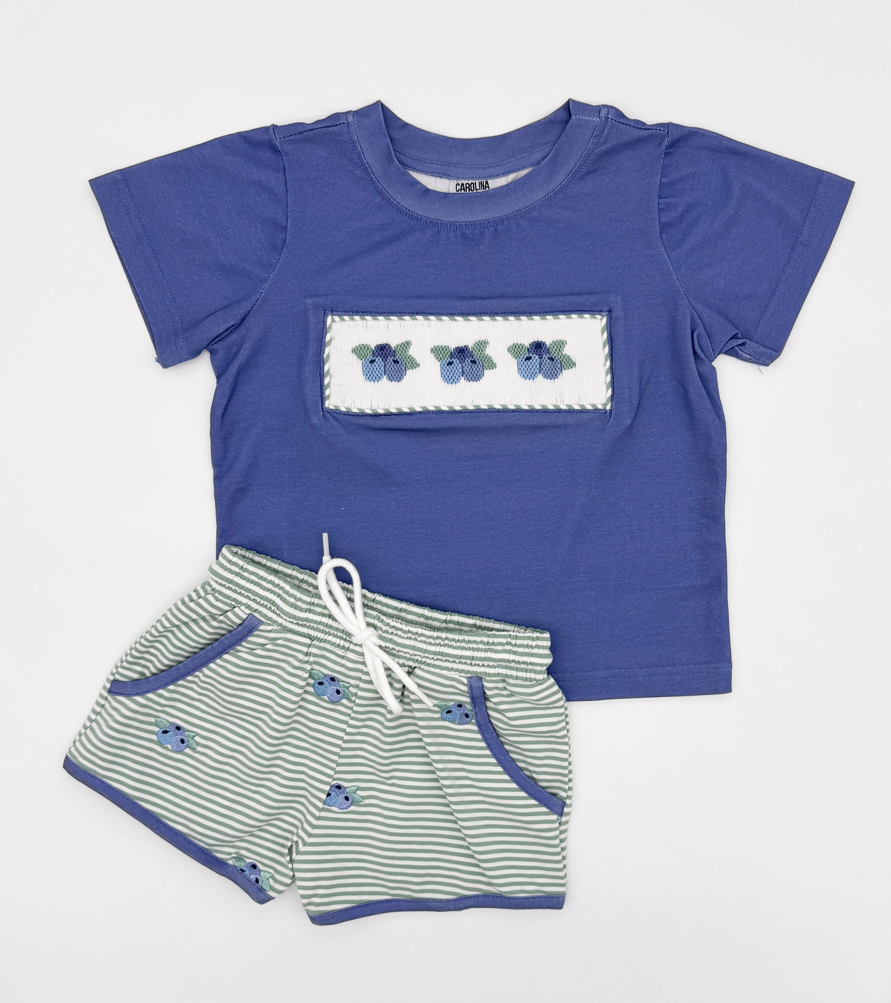 Smocked Blueberry Boy Short Set