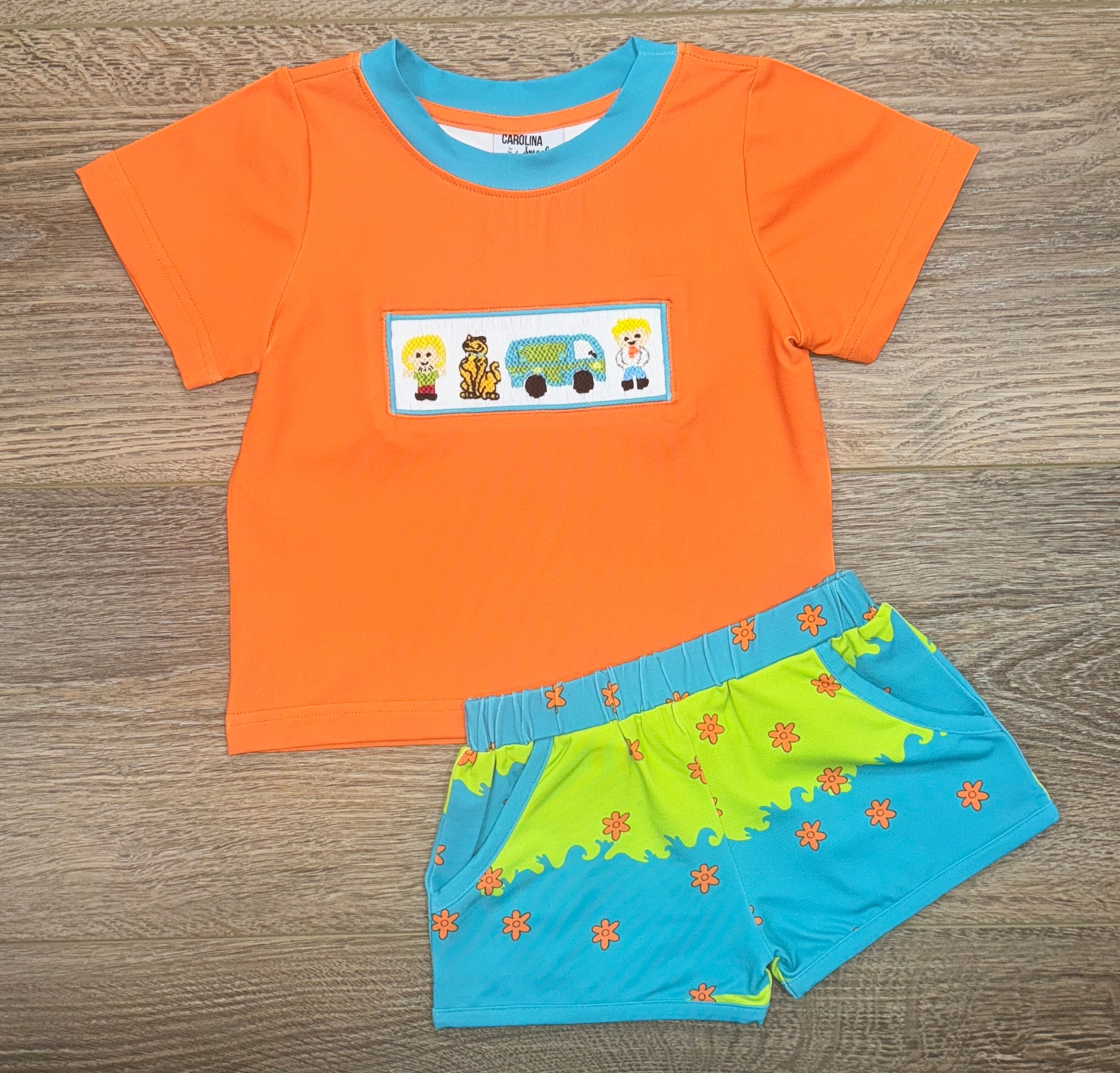 Smocked Mystery Machine Short Set