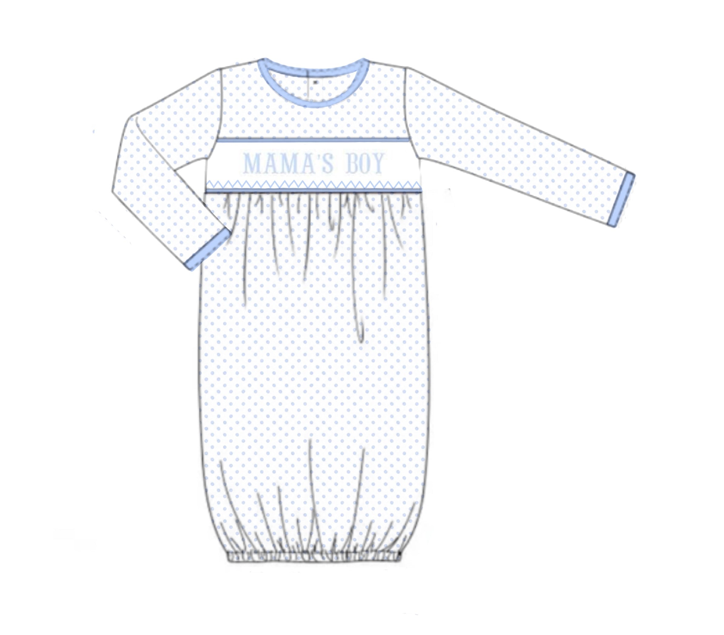 PO91 Bitty Dot Name Smocks Boy Gown