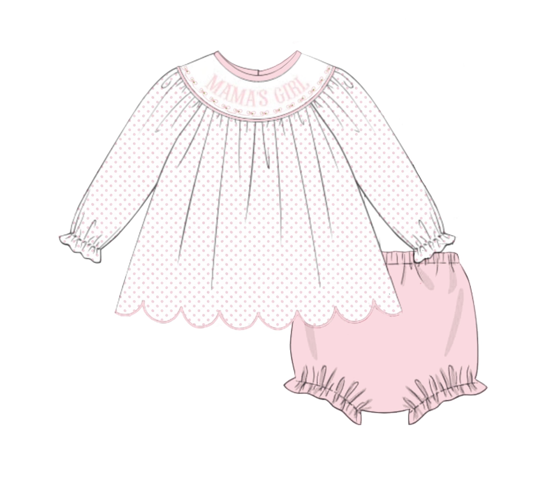 PO91 Bitty Dot Name Smocks Bloomer Set