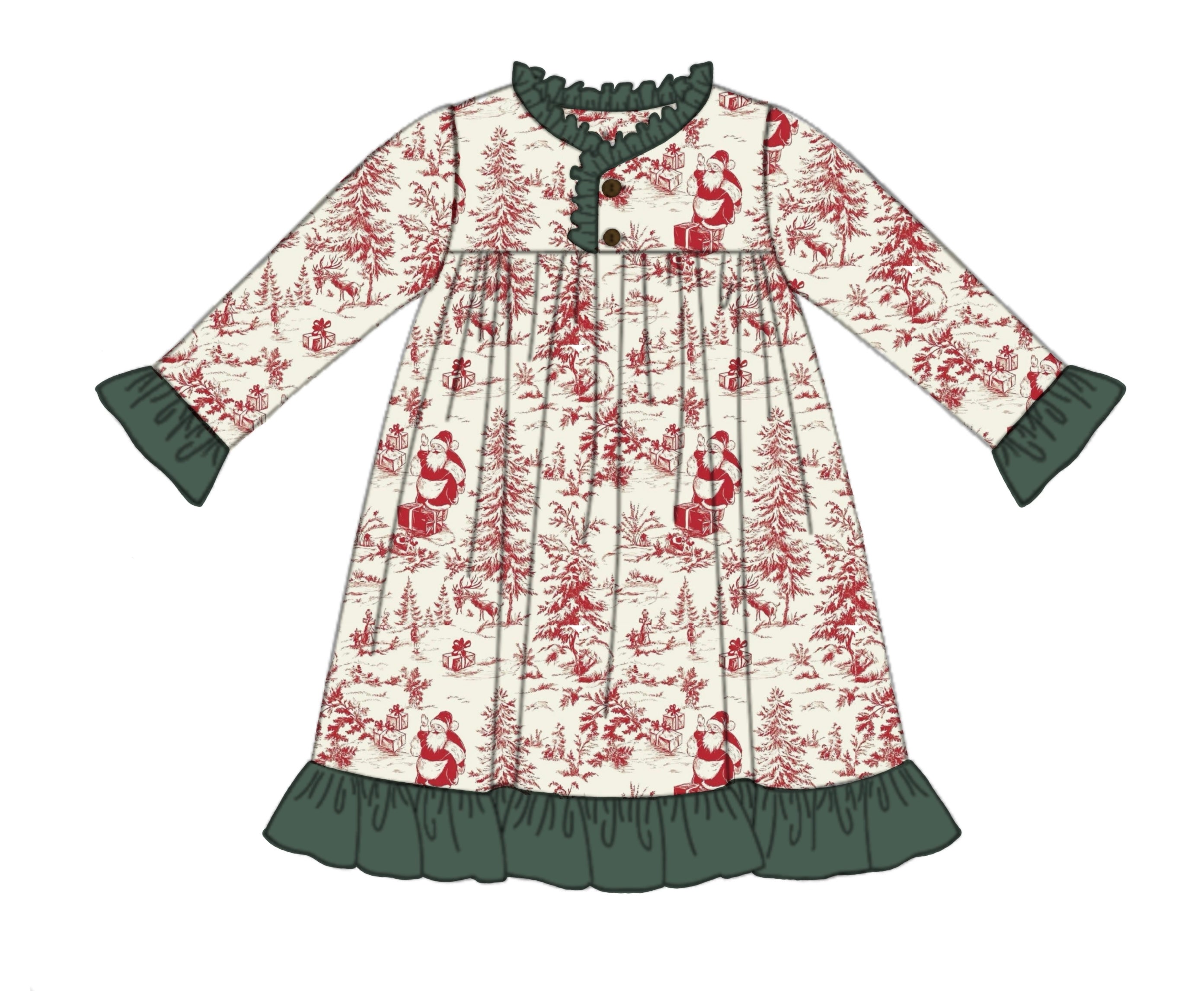 PO91 Santa Toile Pajamas Gown