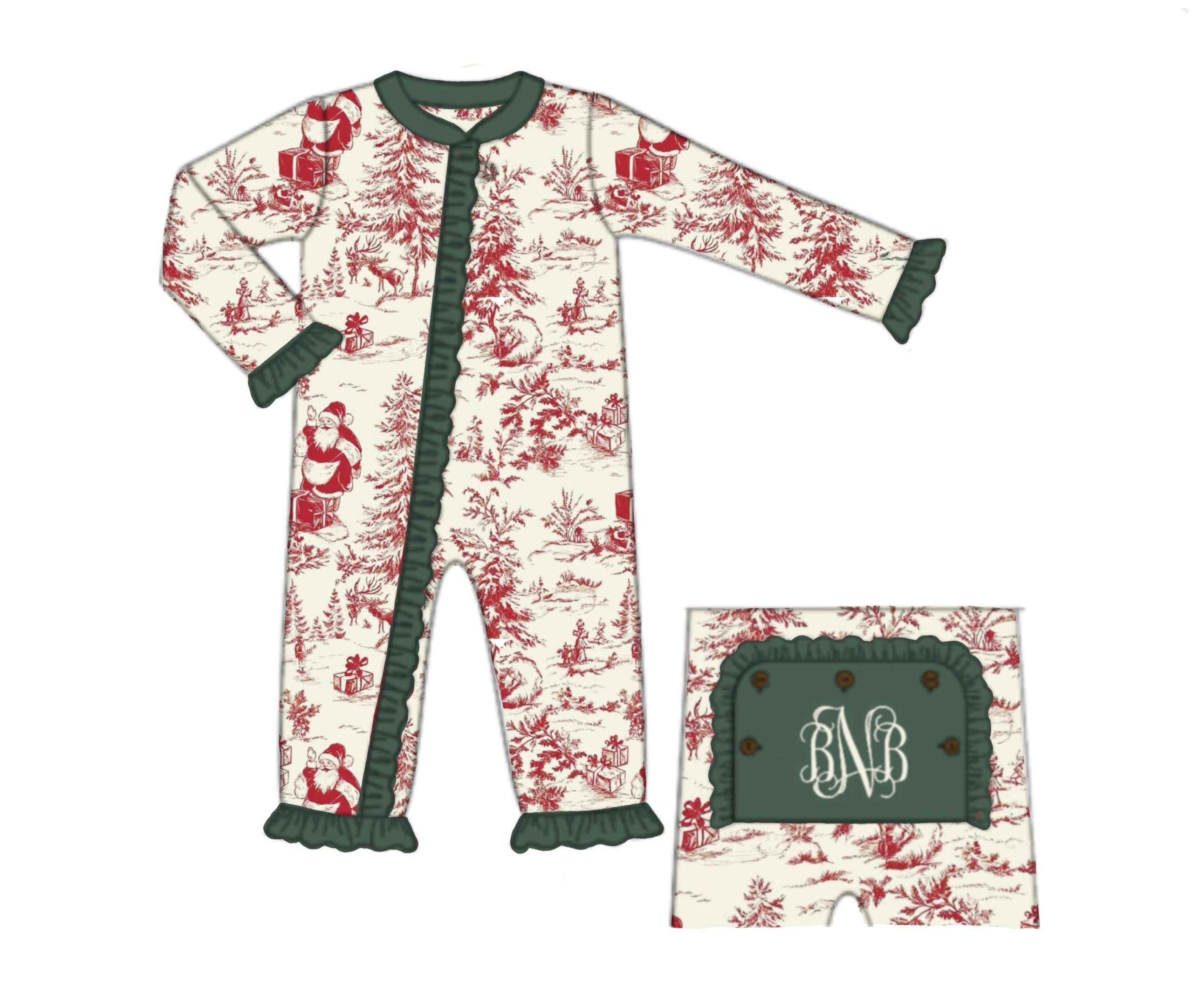 PO91 Santa Toile Ruffle Zippy