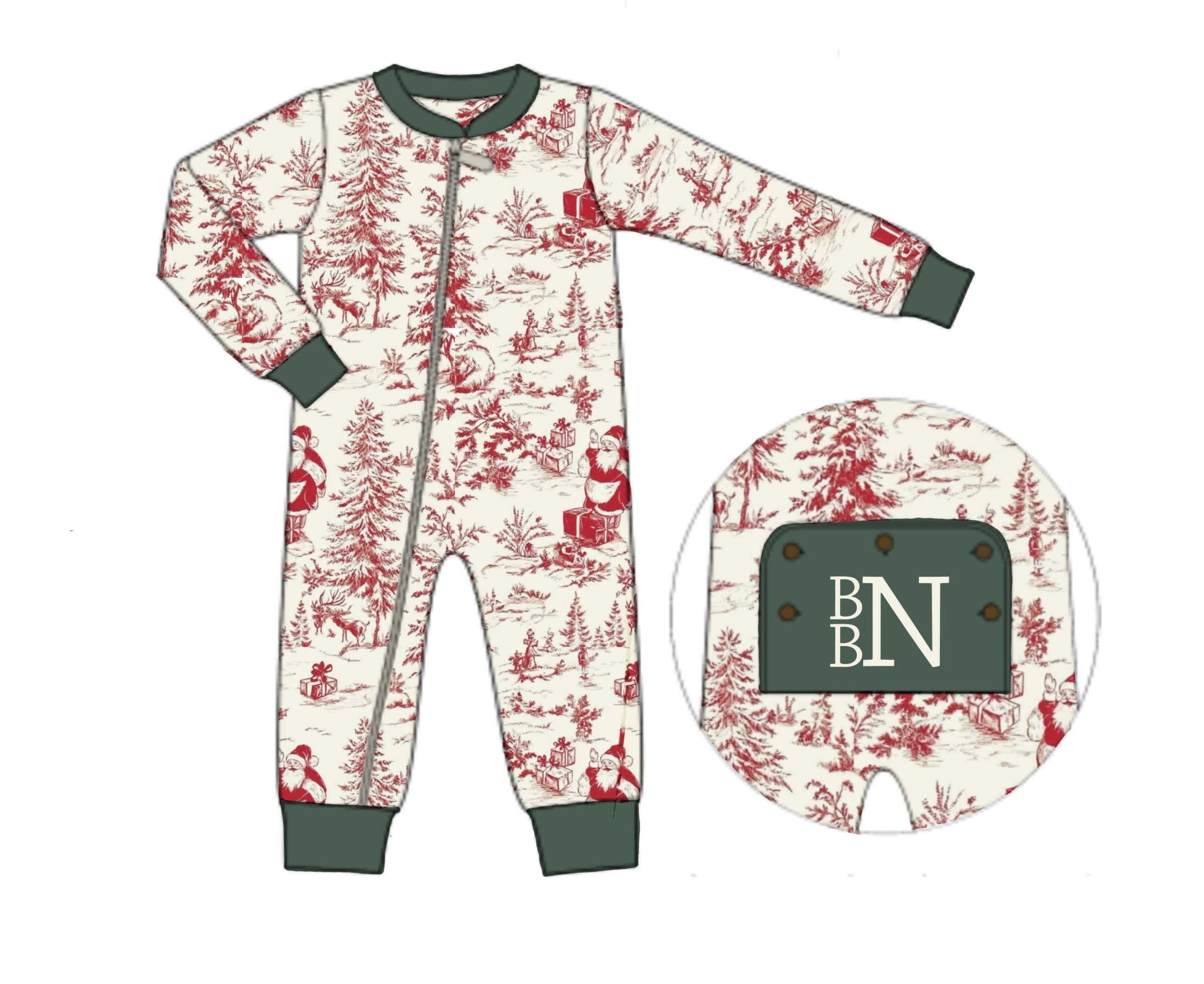 PO91 Santa Toile Non-Ruffle Zippy