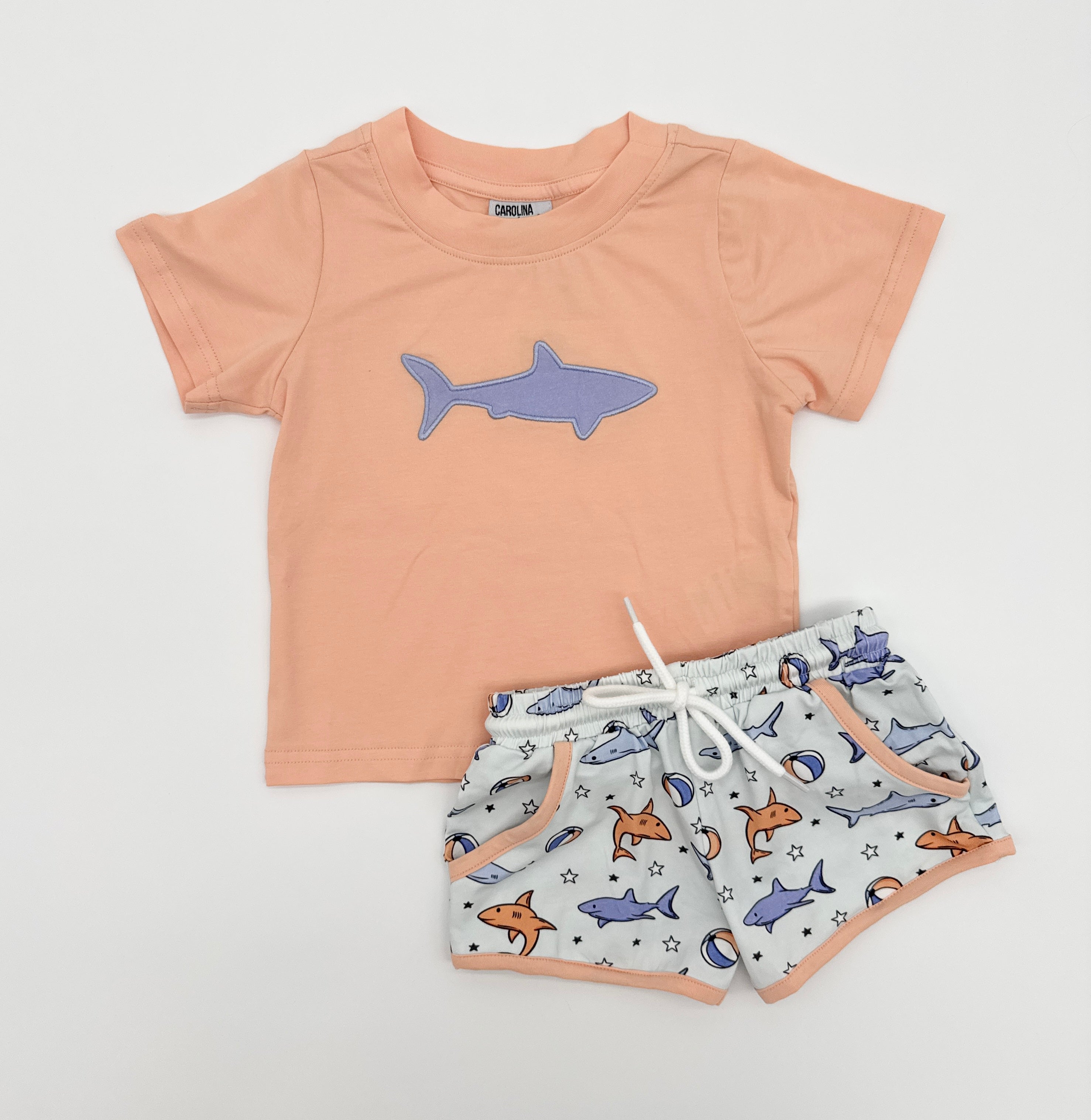 Appliqué Sharks Short Set