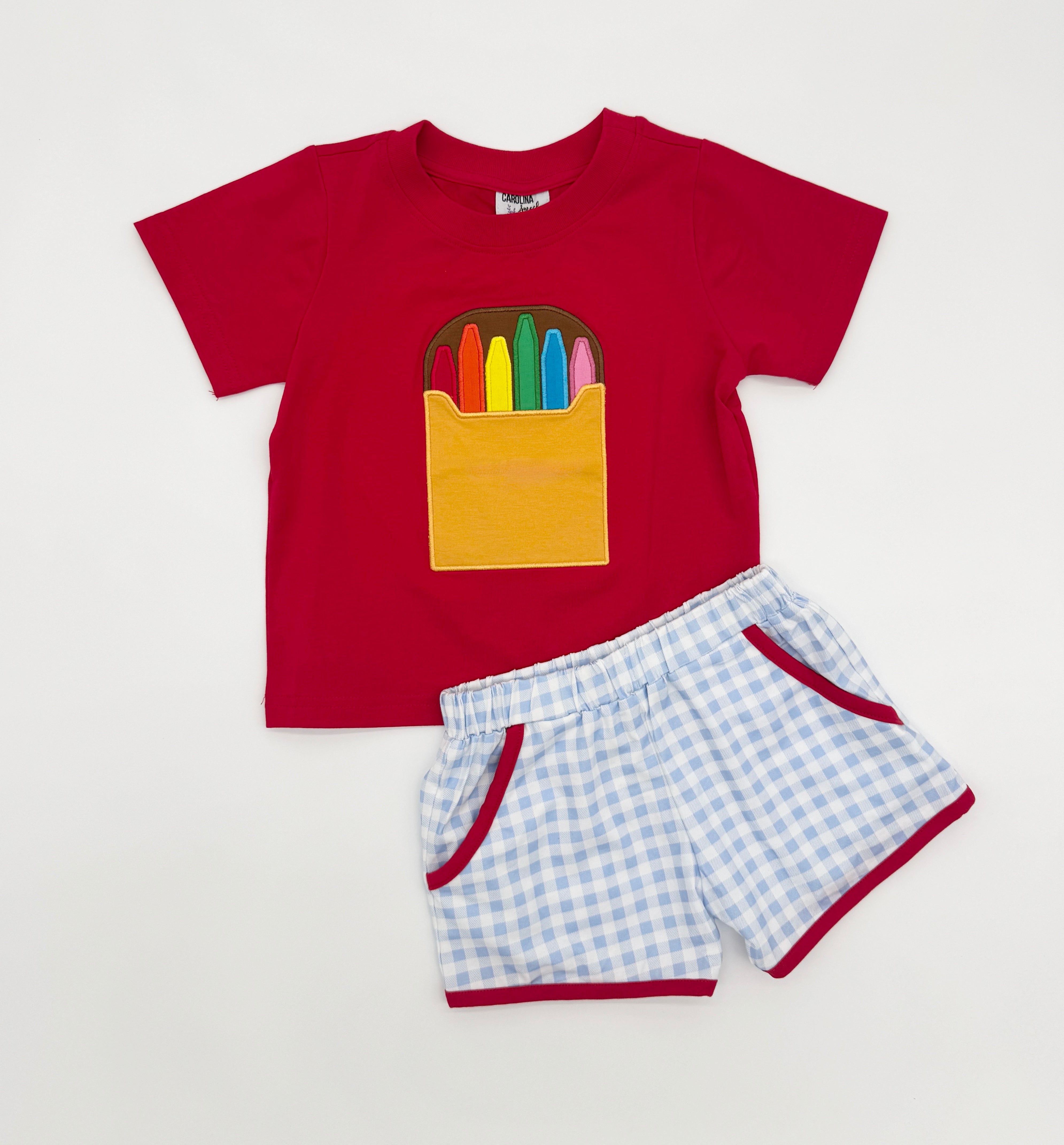 Appliqué Crayons Boy Short Set