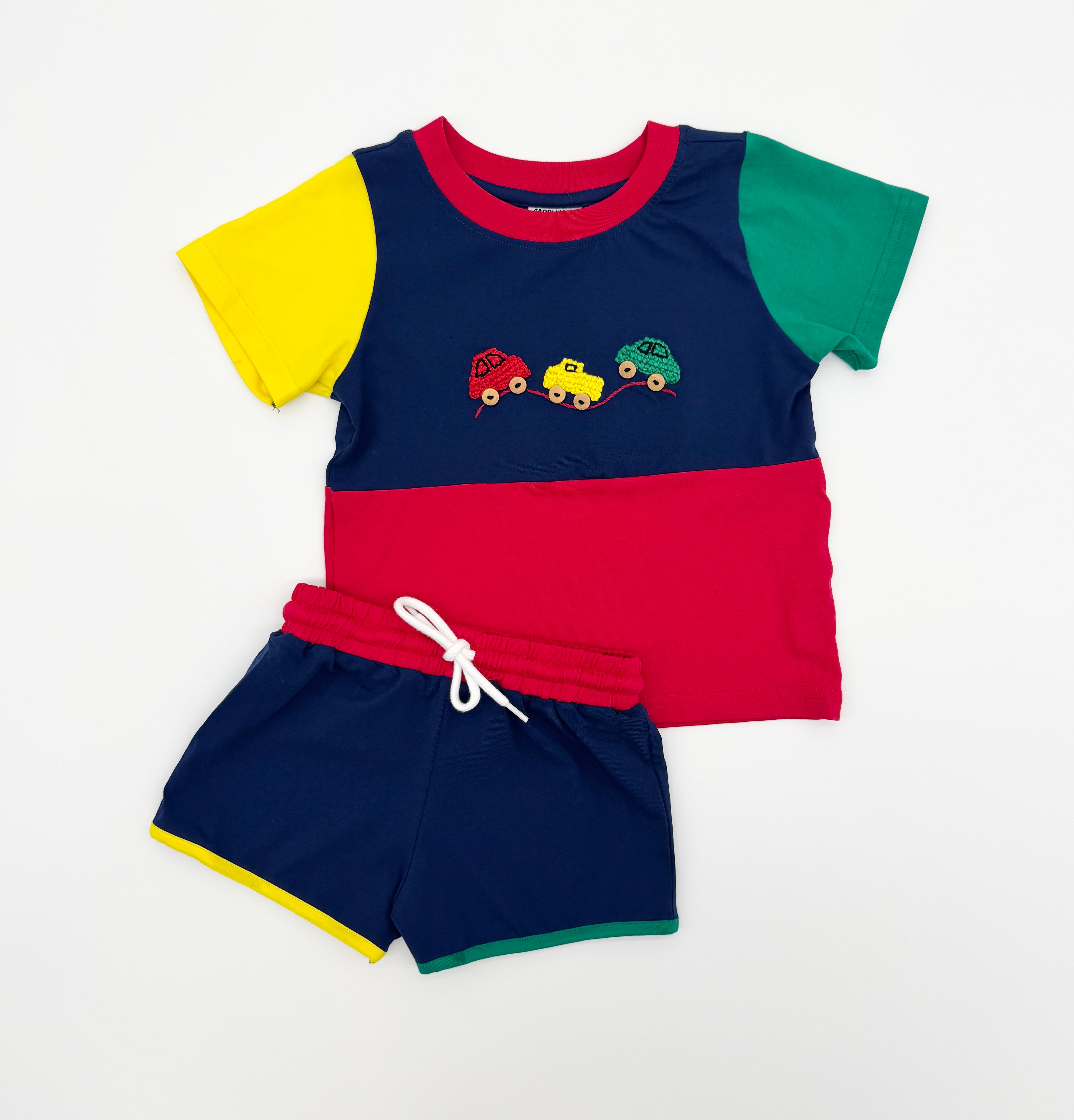 Colorblock Crochet Cars Short Set
